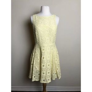 BB Dakota Renley Lace Fit & Flare Yellow Dress